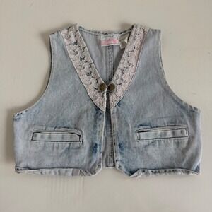 Vintage Y2K Lace and Denim Vest Size 2T